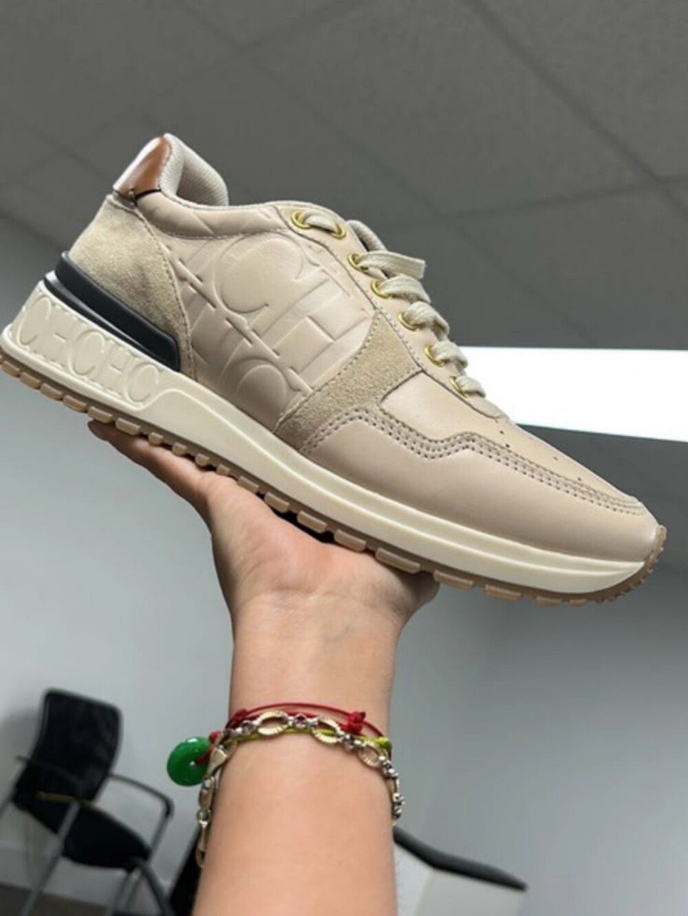 Women's Beige Designer-Style Casual Sneakers
